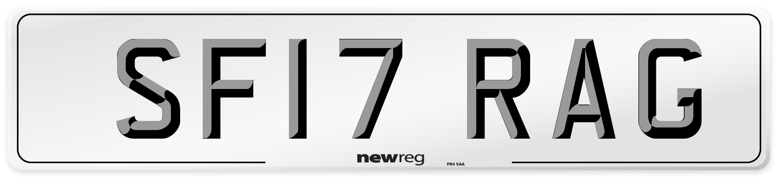 SF17 RAG Number Plate from New Reg